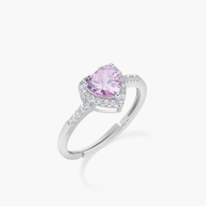Anello Adattabile Rodio Cuore dell'Oceano Rosa