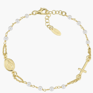 Bracciale Rosario Dorato con Perle di Cristallo