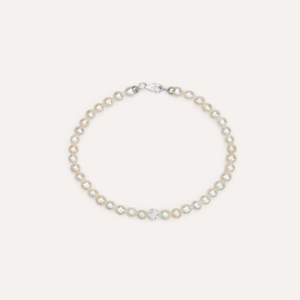 Bracciale Gabrielle Oro Bianco Perla D'Acqua Dolce Cristallo