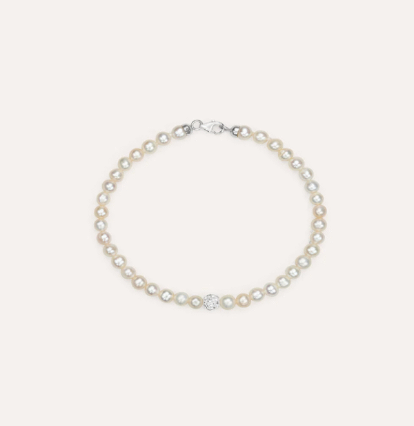 Bracciale Gabrielle Oro Bianco Perla D'Acqua Dolce Cristallo