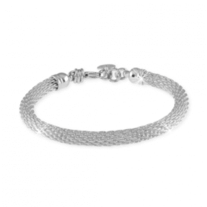 Bracciale con maglia a rete in bronzo argentato