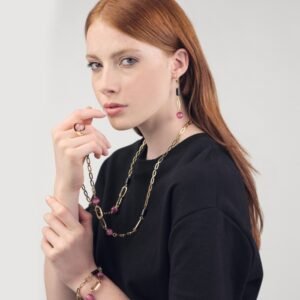 Collana Gipsy con sfere rosa