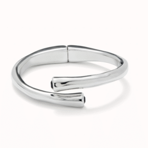 Bracciale rigido placcato argento sterling e cristallo nero alle estremità