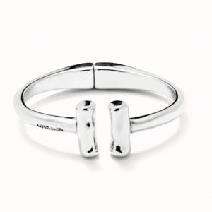 Bracciale rigido placcato argento sterling e due tubi alle estremità