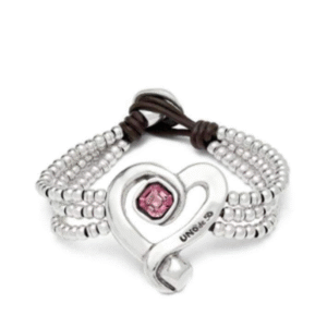 Bracciale Di Perline Con Cuore In Lega Metallica Placcata In Argento Sterling