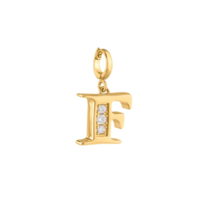 Rebecca My World 3D Letter F CZ Charm, Gold