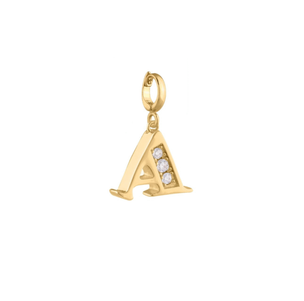 Rebecca My World 3D Letter A CZ Charm, Gold