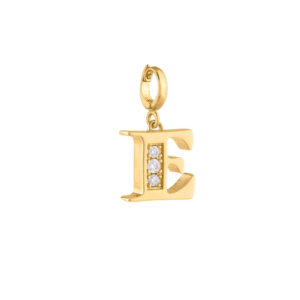 Rebecca My World 3D Letter E CZ Charm, Gold