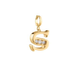 Rebecca My World 3D Letter S CZ Charm, Gold