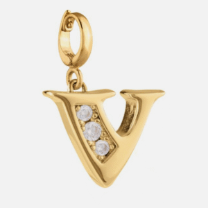 Charm lettera My world 3D con zirconi (colorazione gialla)