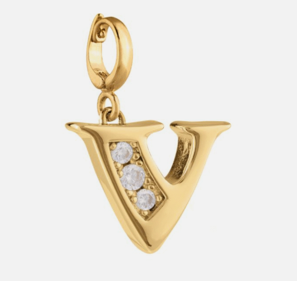Charm lettera My world 3D con zirconi (colorazione gialla)