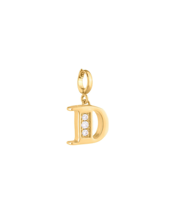 Rebecca My World 3D Letter D CZ Charm, Gold