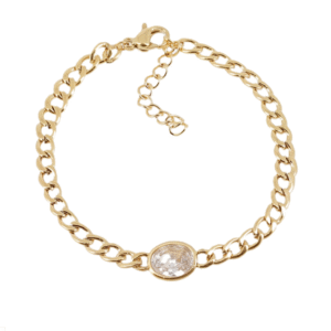 Bracciale ZAG Grazia in acciaio dorato abbinato a zirconi bianchi
