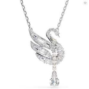 Pendente Swan Cigno, Bianco, Placcato rodio