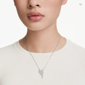 Pendente Swan Cigno, Bianco, Placcato rodio