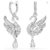 Orecchini Swan Cigno, Bianchi, Placcato rodio