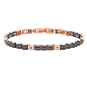CERAMIC BRICK BRACCIALE IN ACCIAIO IP ROSE E CERAMICA CON CUBIC ZIRCONIA