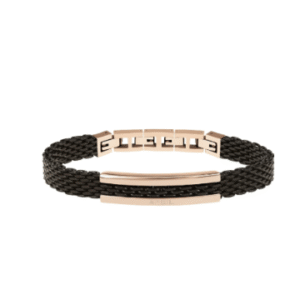 SNAP BRACCIALE IN MAGLIA MILANESE IN IP GUN CON ELEMENTO IN IP ROSE