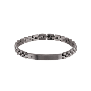 BLACK DIAMOND BRACCIALE IN ACCIAIO SATINATO IP GUN CON DIAMANTE