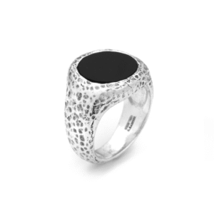 anello martellato tondo onice grande
