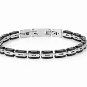 Bracciale da uomo STRONG Nero e Acciaio
