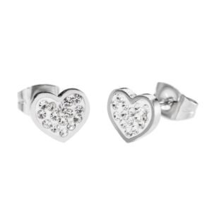 Orecchini a lobo cuore con cristalli