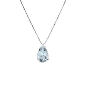 Collana Promesse Donna in Oro bianco Acquamarina 0.19 Ct PA6