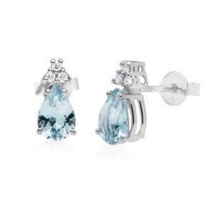 Orecchini Promesse Donna in Oro bianco Acquamarina 0.60 Ct OACQ14