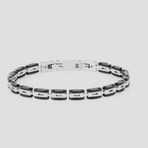 BRACCIALE DA UOMO STRONG NERO E ACCIAIO