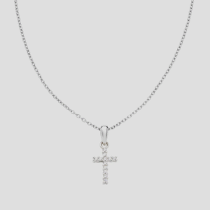 Collana Croce Pendente con Zirconi Bianchi