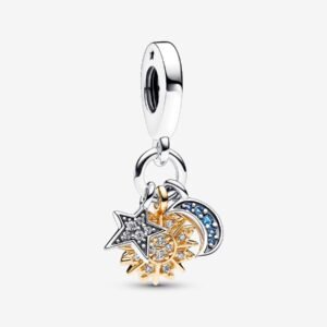 Charm Pendente Stella, Sole e Luna