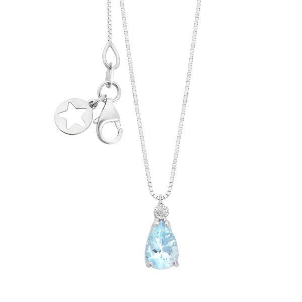 COMETE GIOIELLI GIROCOLLO IN ORO DIAMANTI E ACQUAMARINA