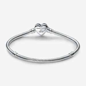 Bracciale Pandora Moments con maglia snake e chiusura a cuore con infinito scint