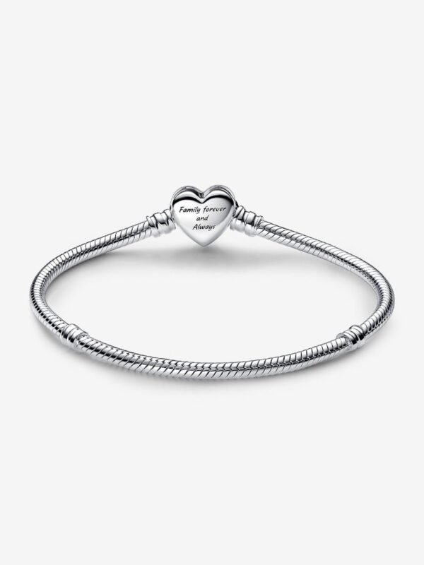 Bracciale Pandora Moments con maglia snake e chiusura a cuore con infinito scint