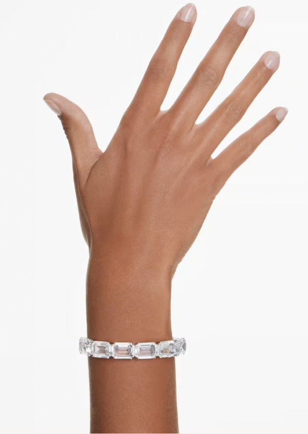 Bracciale rigido Millenia Taglio ottagonale, Bianco, Placcato rodio
