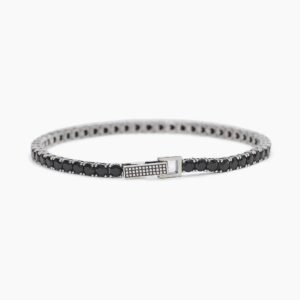 Bracciale tennis da uomo con zirconi neri