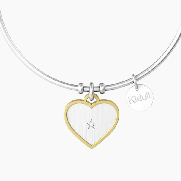 Bracciale rigido sorella con ciondolo e frase