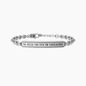 Bracciale rigido uomo con catena e piastrina