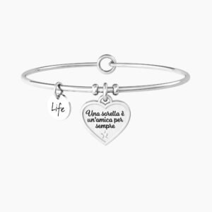 Bracciale rigido sorella con ciondolo a cuore