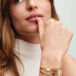 Bracciale Moments Maglia Geometrica con Chiusura a Cuore