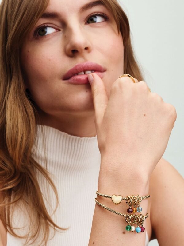 Bracciale Moments Maglia Geometrica con Chiusura a Cuore