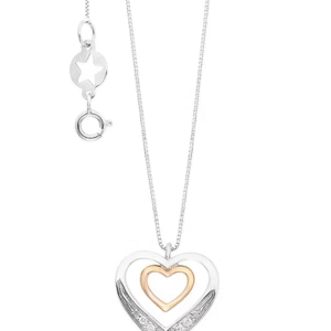 Collana cuore in Oro bianco e rosè 750 e Diamanti bianchi