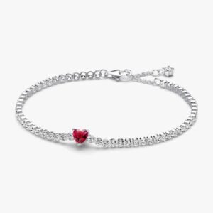 Bracciale Tennis con Cuore Rosso