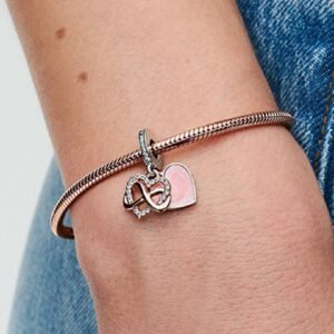 Charm Pendente Cuore e Infinito Rosa