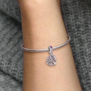 Charm Pendente Albero della famiglia Pietre rosa