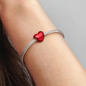 Charm Cuore Metallico Rosso
