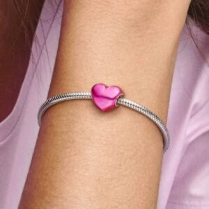 Charm Cuore Metallico Rosa