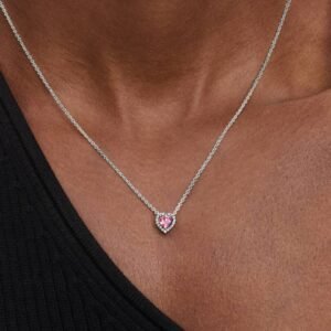 Collana Cuore in Rilievo Rosa
