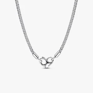 Collana Maglia Geometrica con Chiusura Moschettone a Cuore