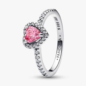 Anello Cuore in Rilievo Rosa